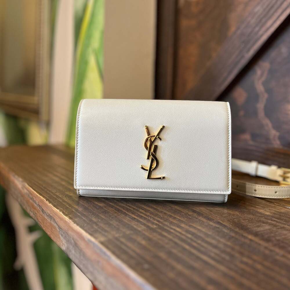 SAINT LAURENT Kate Crema Soft Grain De Poudre Belt Bag